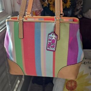 Coach Vintage Multicolor Striped Tote Bag